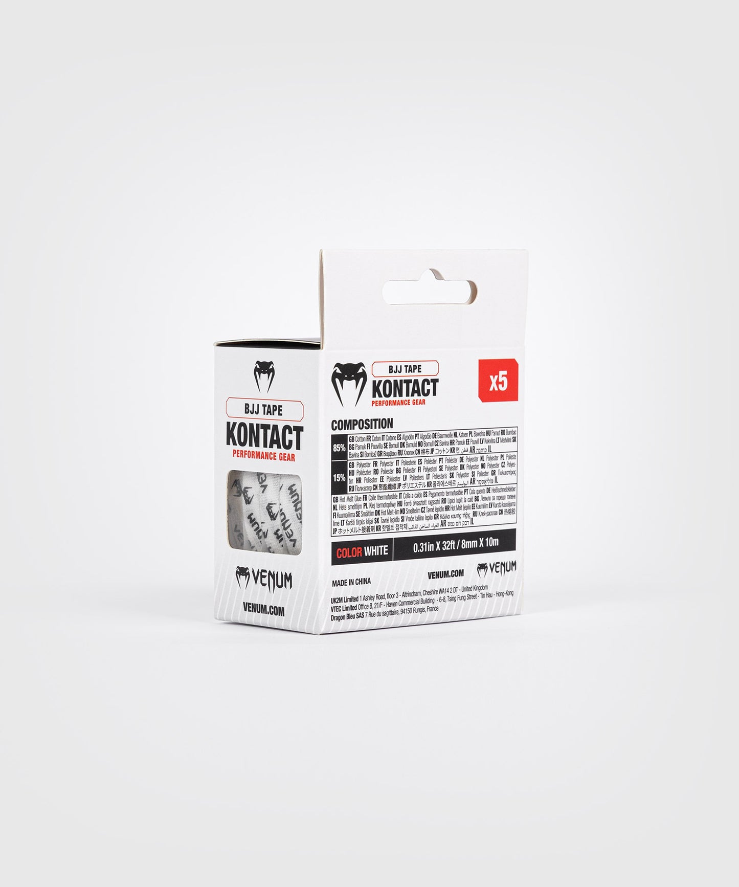 Rouleau de Strap doigt JJB Venum Kontact - Blanc/Noir