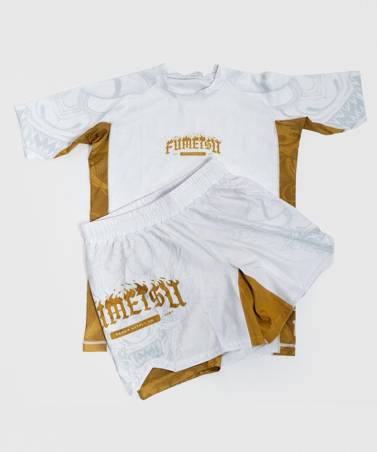 Fumetsu Dual Layer Oni Fightshorts - Bianco/Oro/Grigio