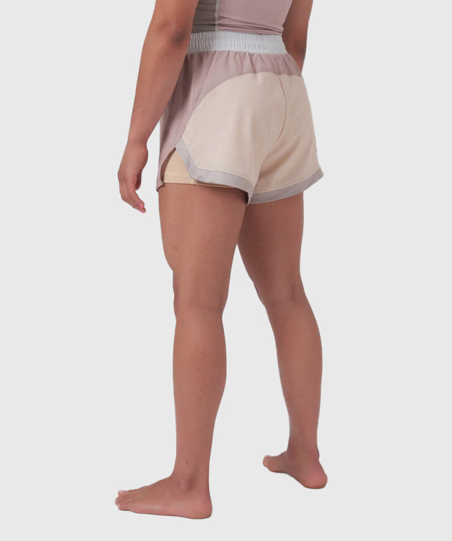 Kingz Hybrid Women's Fight Shorts - Beige/Pink