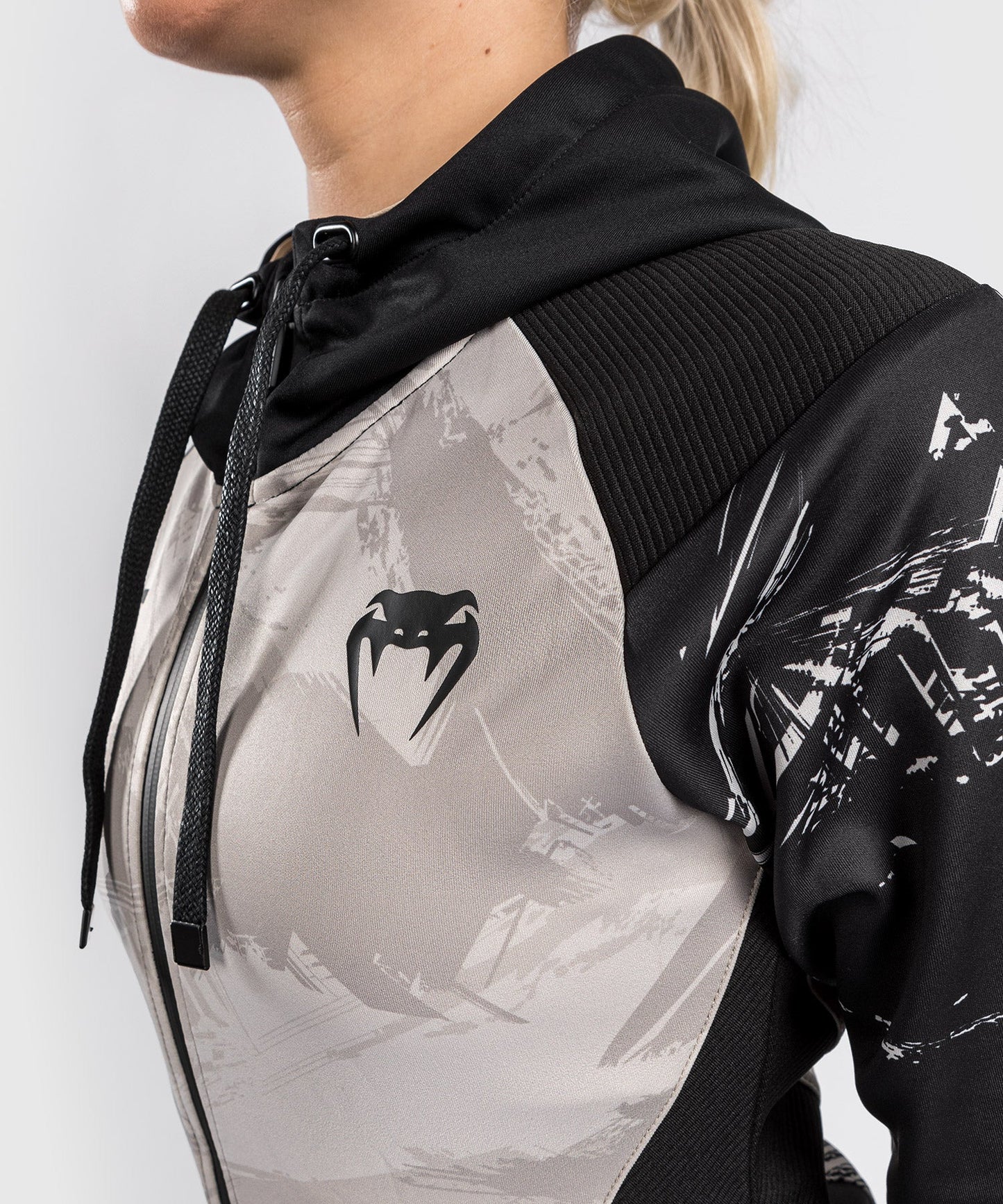 Women's UFC Zip Sweatshirt Venum Authentic Fight Week 2.0 - Black/Sand
