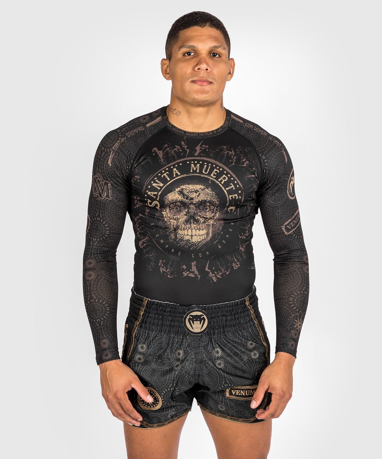 Rashguard Santa Muerte Dark Side Venum - manches longues - Noir/Marron