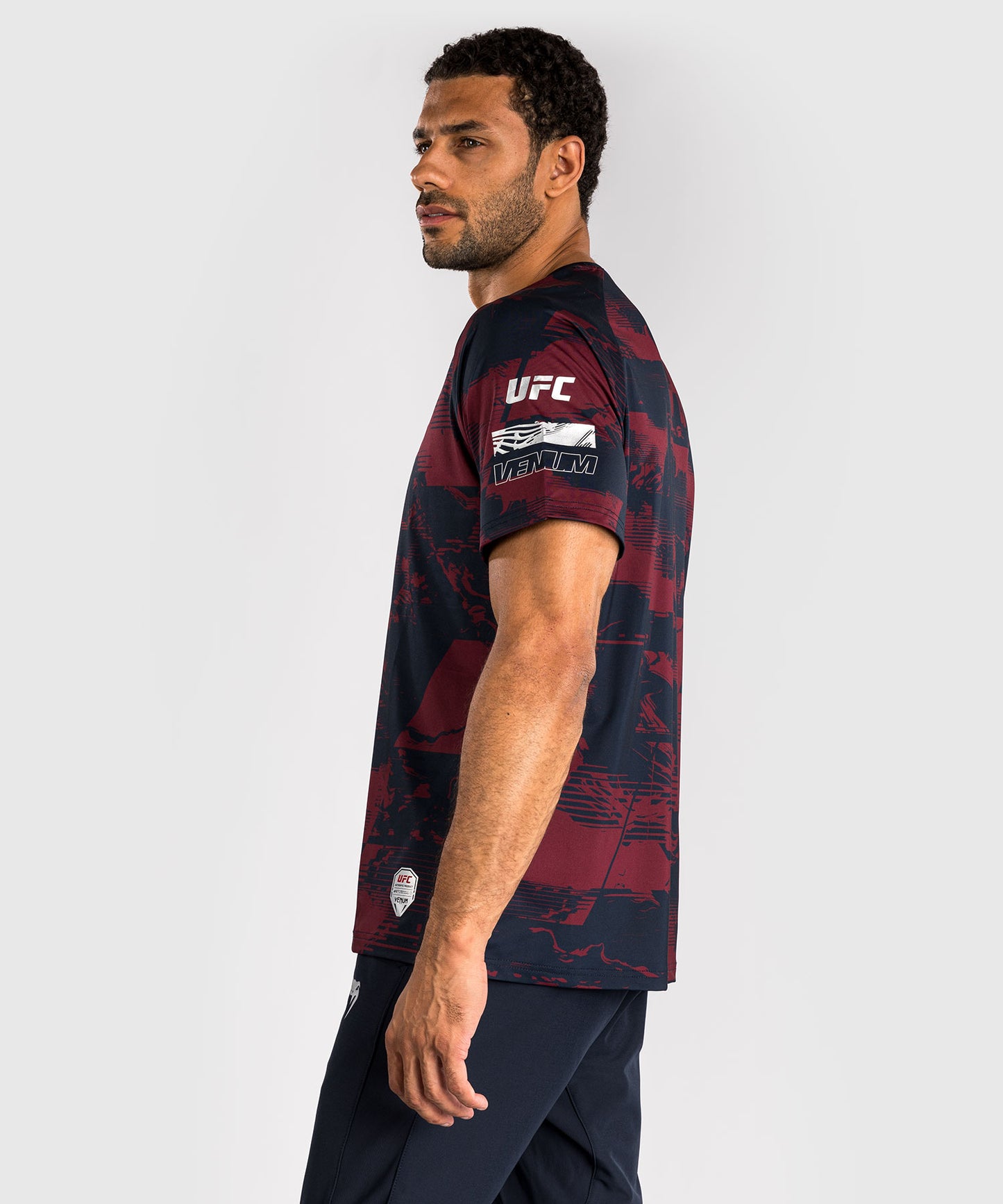 T-shirt manches courtes Performance Homme UFC Zenith by Venum Authentic Fight Week - Bleu marine/Bordeaux/Argent