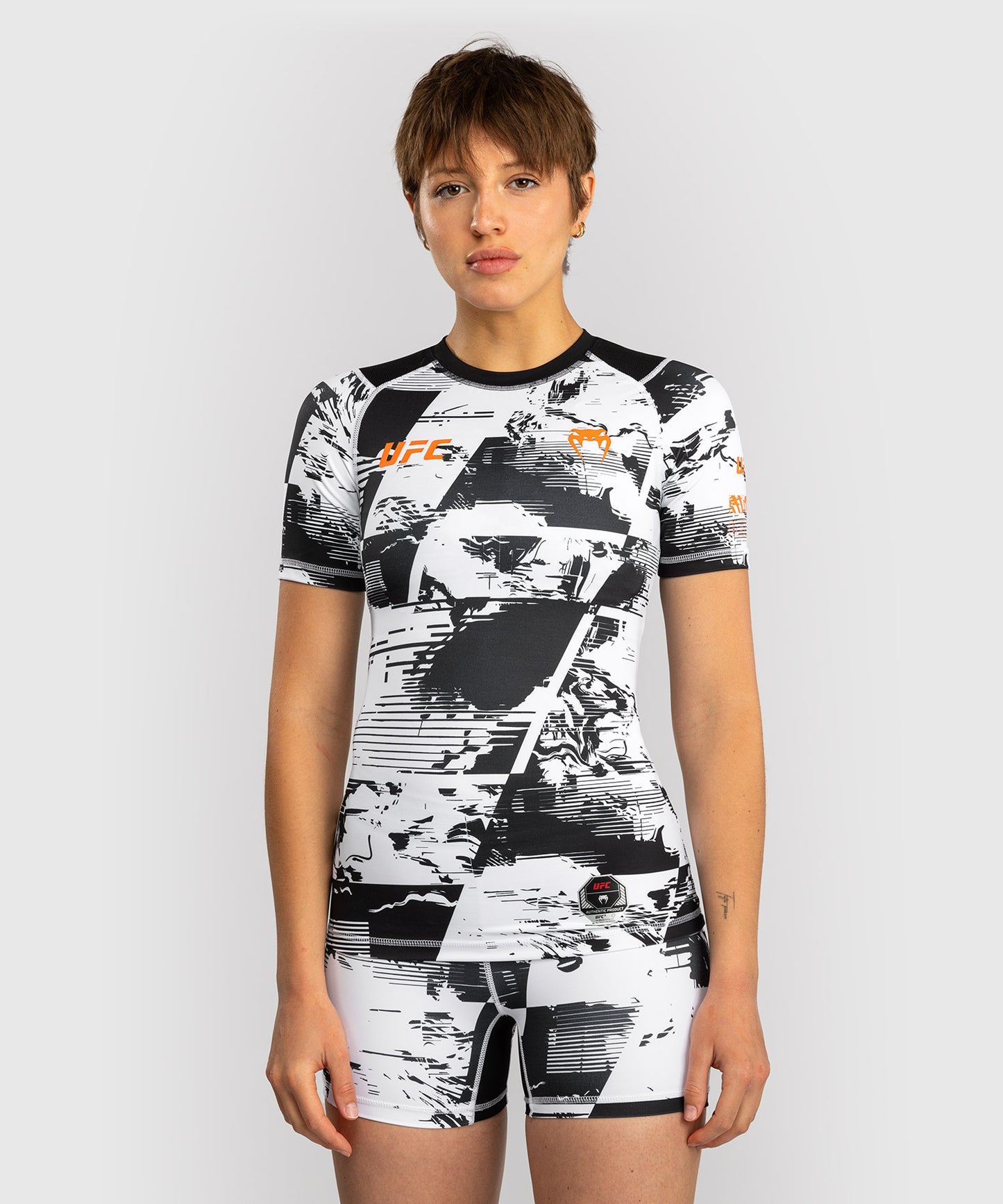 Women’s UFC Zenith by Venum White Authentic Fight Week Performance Short Sleeve Rashguard
