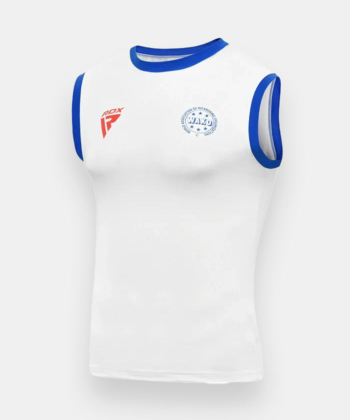 RDX Ärmelloses Trainings-T-Shirt WAKO Approved - Weiß/Blau