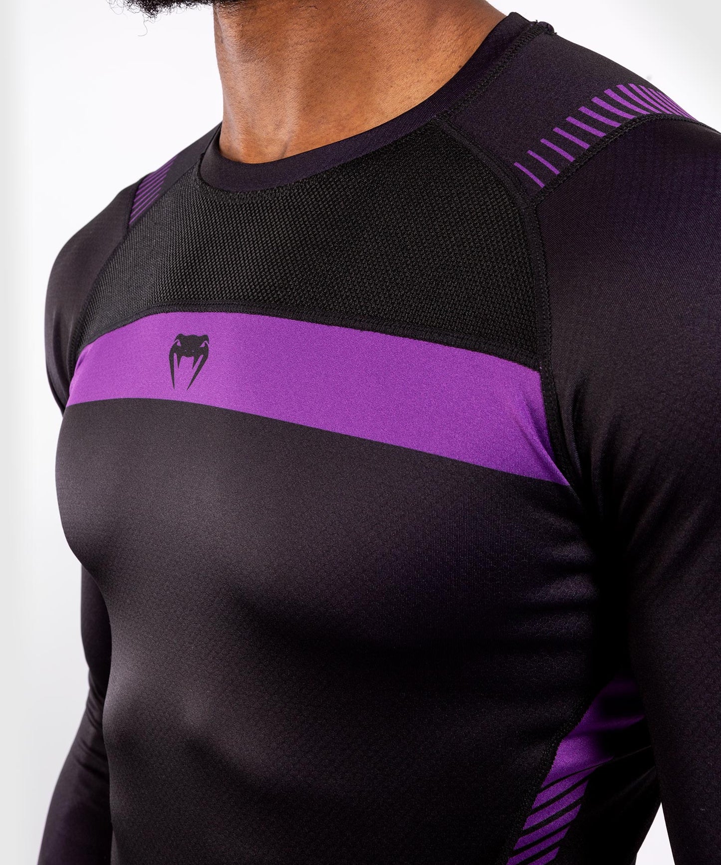Venum No Gi 3.0 Kompressions-T-Shirt – Langarm - Schwarz/Lila