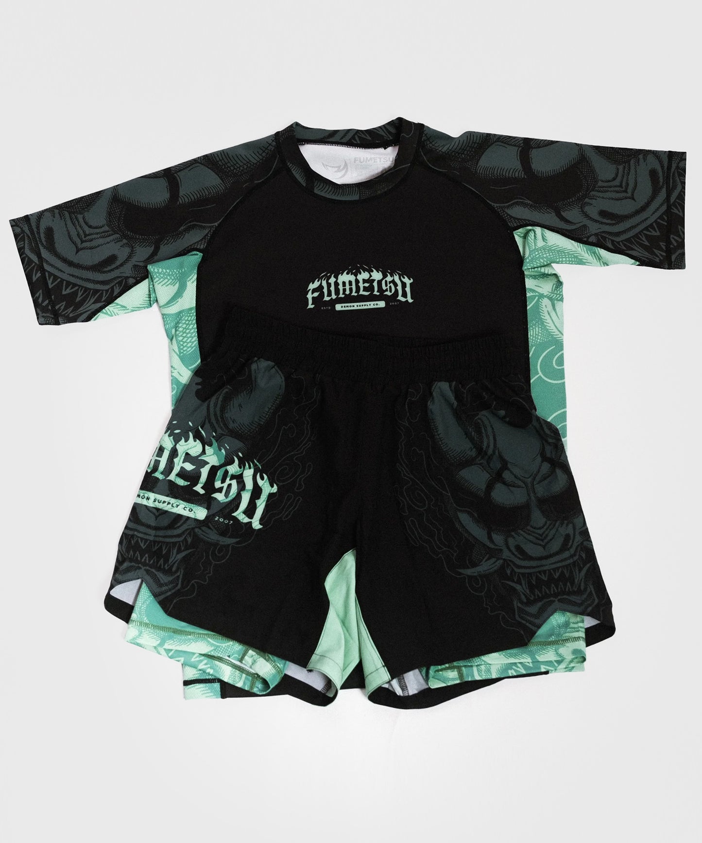 Fumetsu Dual Layer Oni Fightshorts - Nero/Blu/Verde