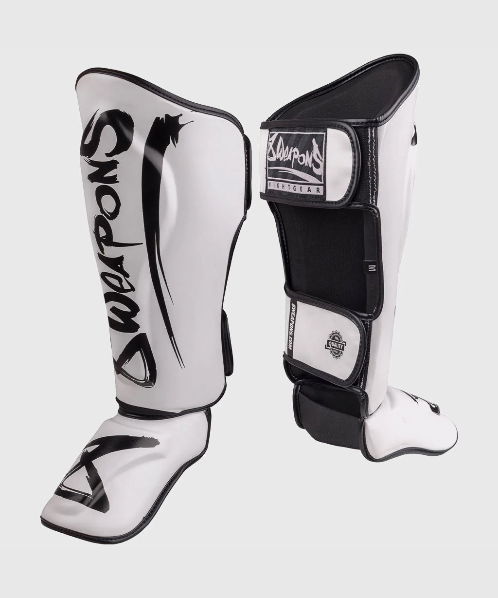 Weapons Unlimited Shin Guards – White/Black – Dragon Bleu