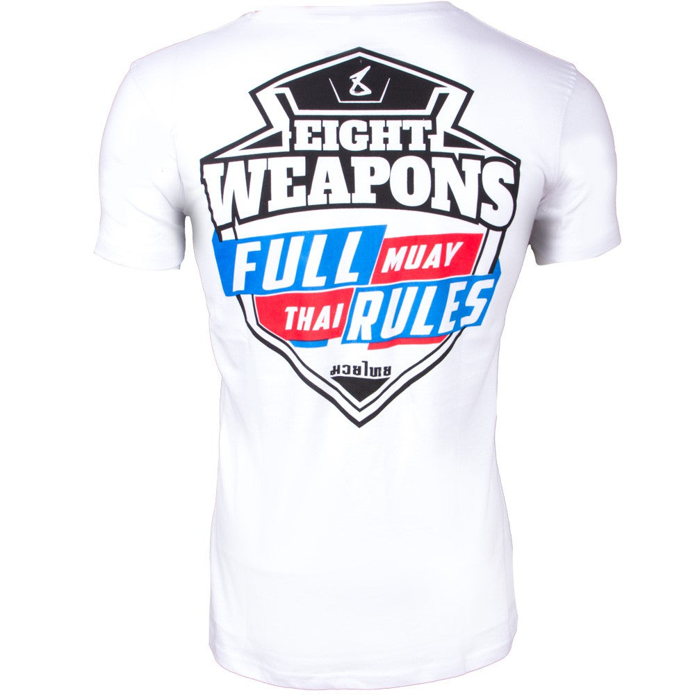 T-shirt Short de Muay Thai 8 Weapons Full Rules - Blanc