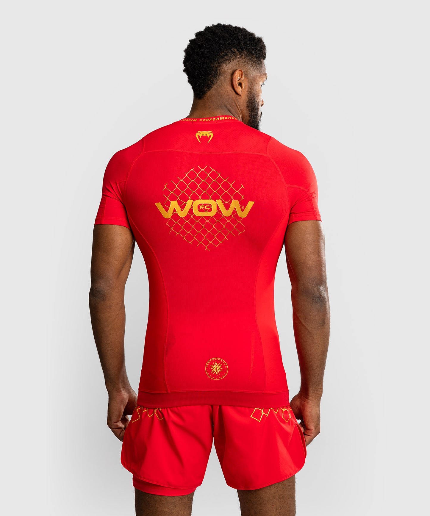 Venum x WOW FC Kurzarm Rashguard - Fury Red/ Gold