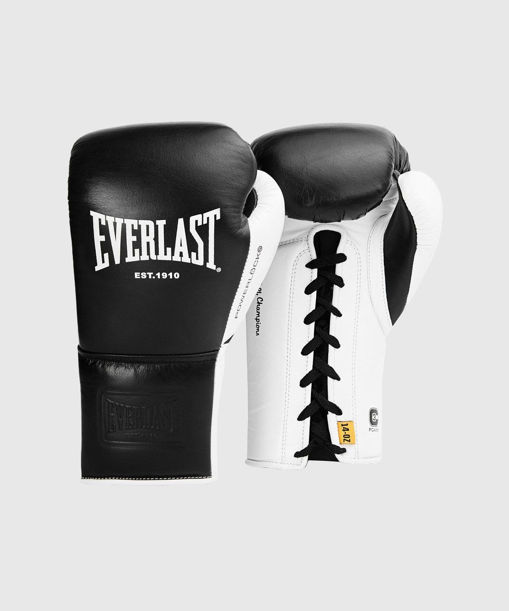 Gants de boxe à lacets Everlast Powerlock Pro OG - Noir/Blanc