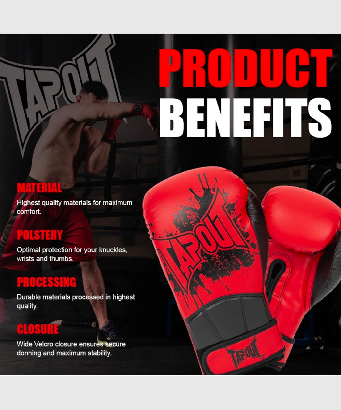 Tapout Cerritos Guantes de Boxeo - Rojo/Negro
