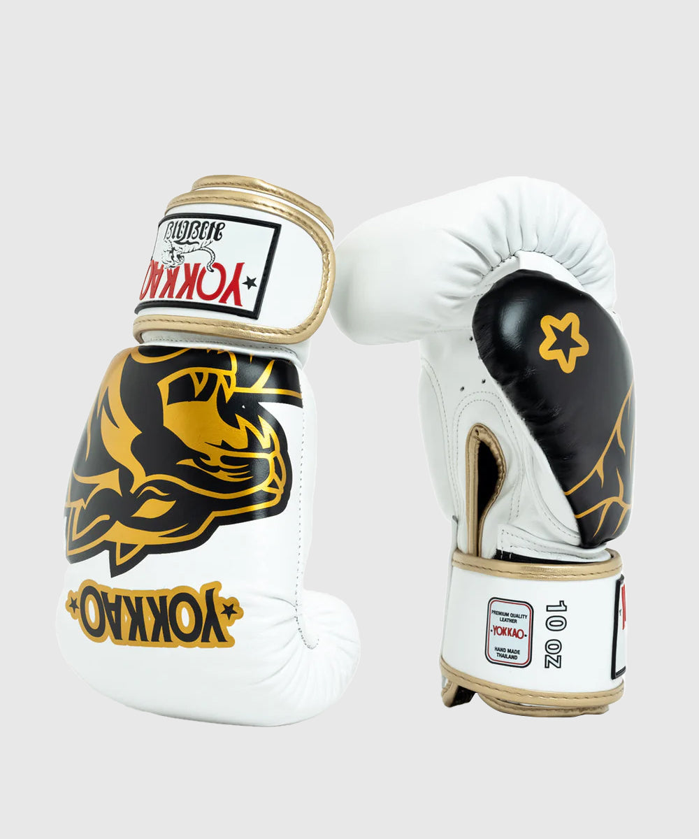 Yokkao Original Gold Boxing Gloves - White