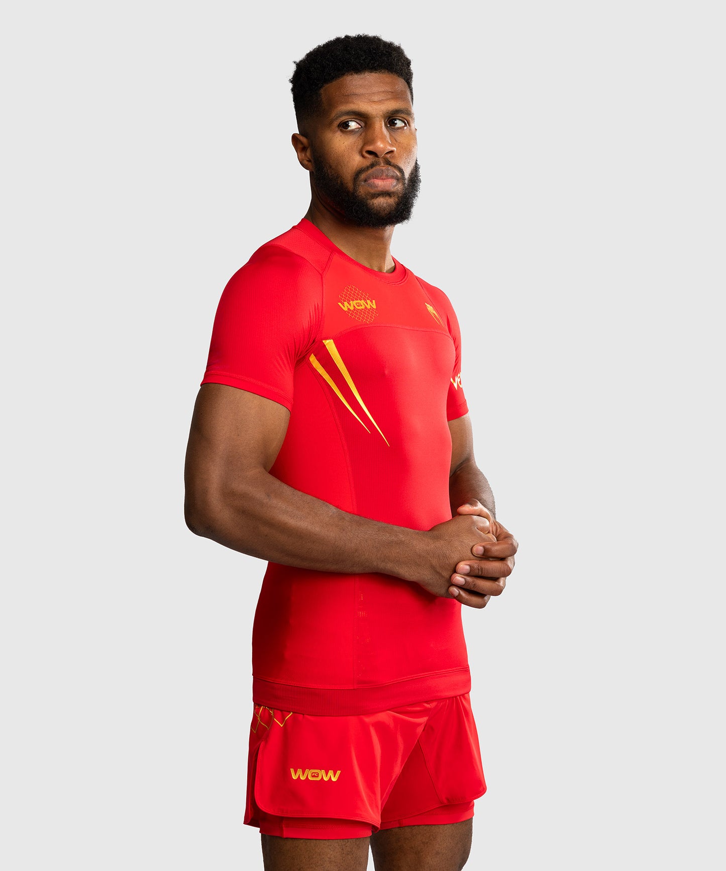 Venum x WOW FC Kurzarm Rashguard - Fury Red/ Gold