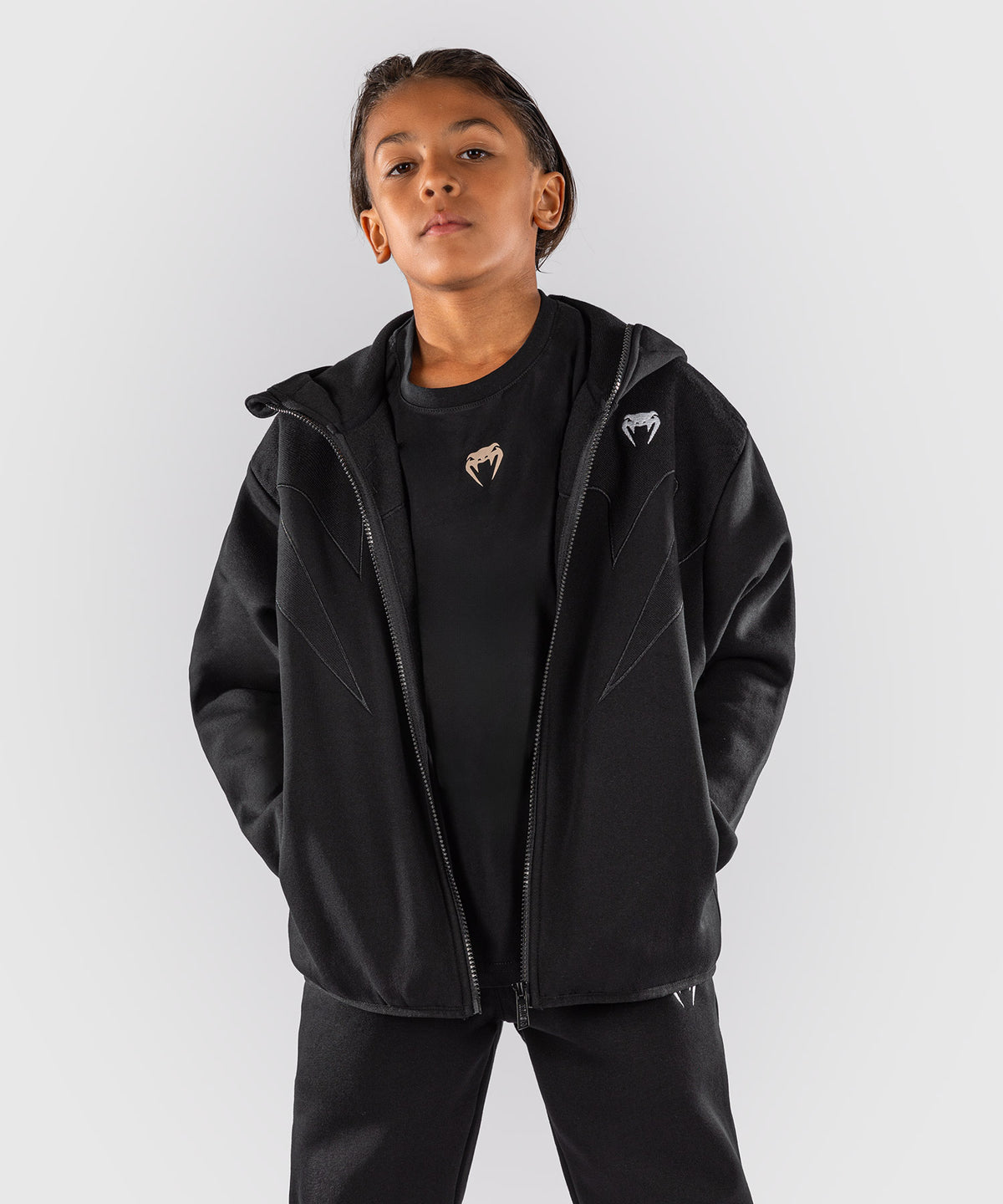 Venum Attack Fleece & Weave Kinder-Trainingsjacke - Schwarz