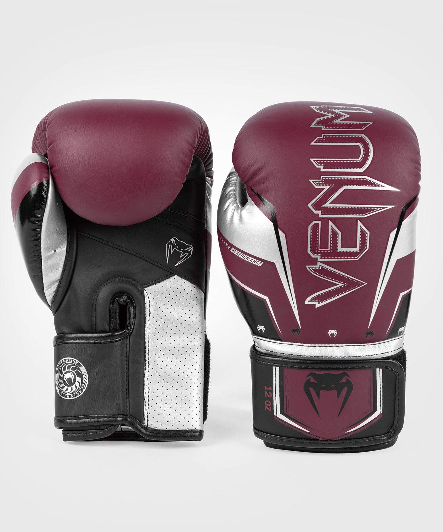 Gants de Boxe Venum Elite Evo - Rouge Bordeaux/Argent