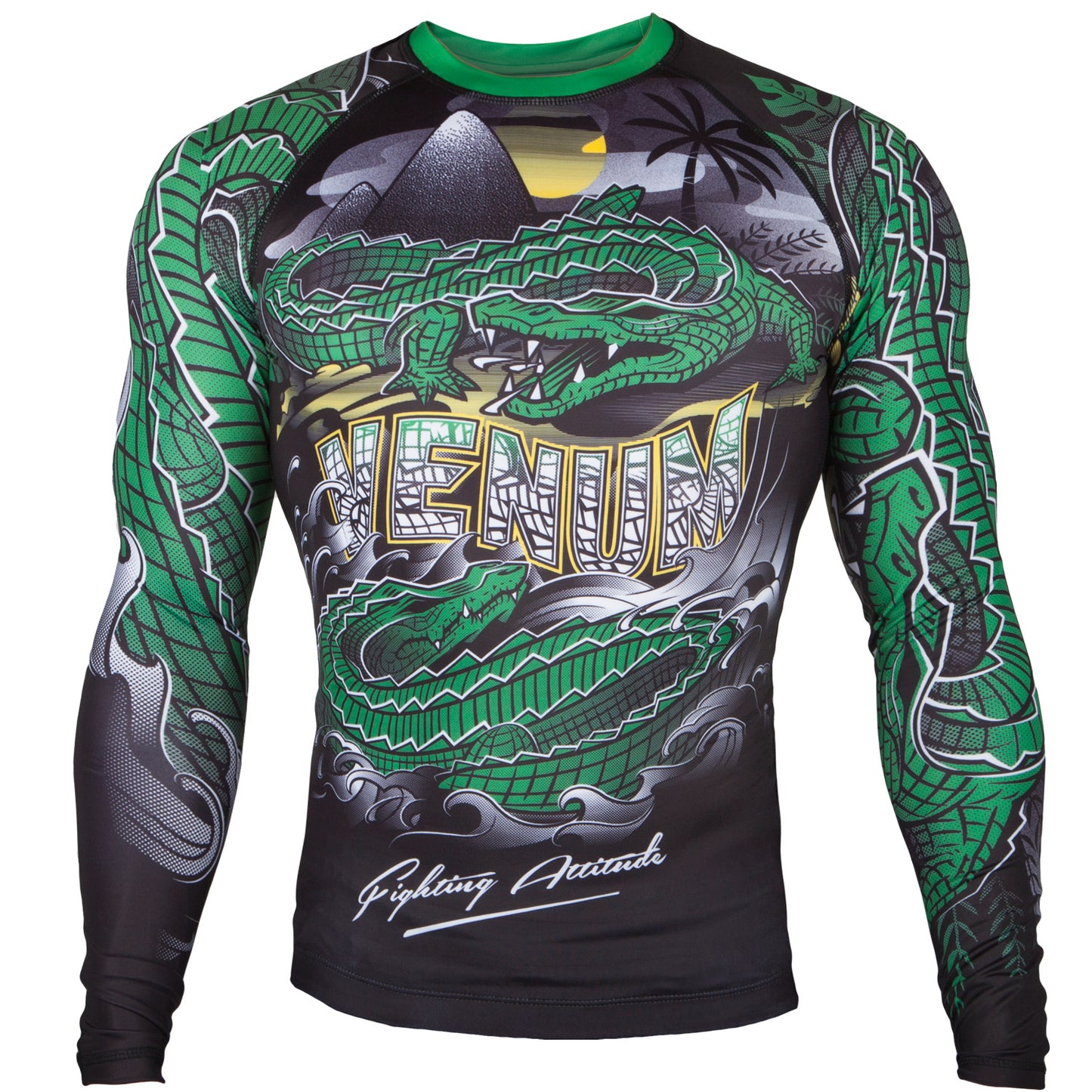 Rashguard Venum Crocodile - Nero/Verde - Maniche lunghe