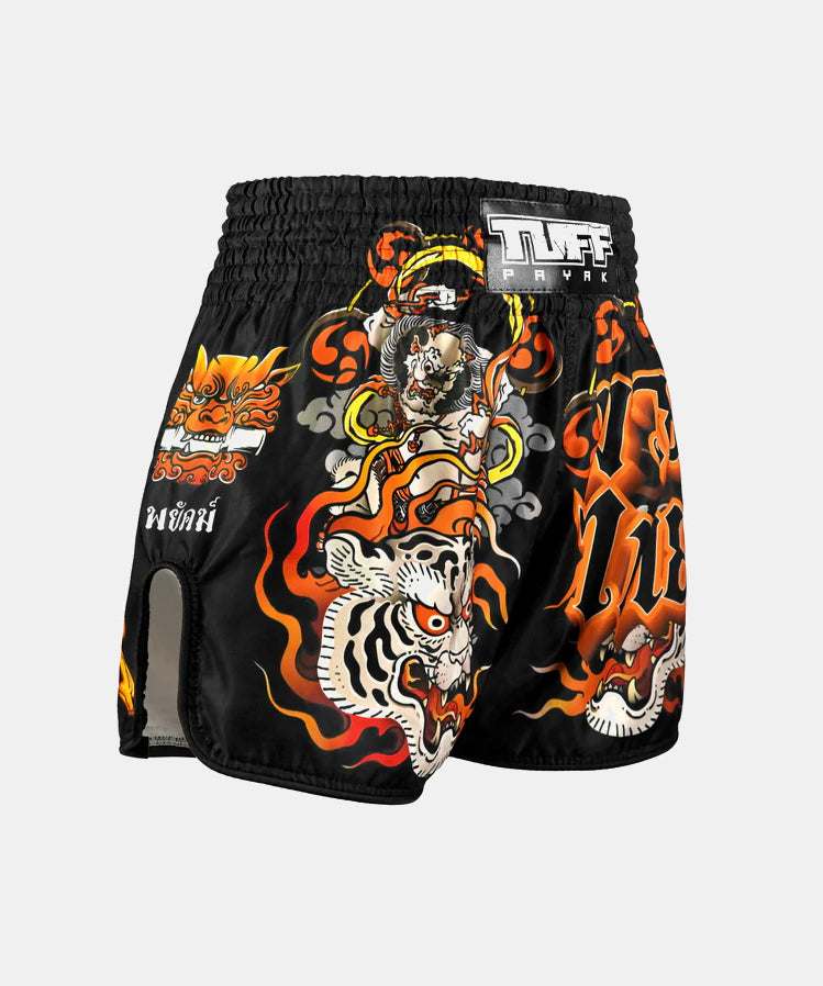 Tuff Payak Raijin The Thunder God Muay Thai Shorts - Schwarz