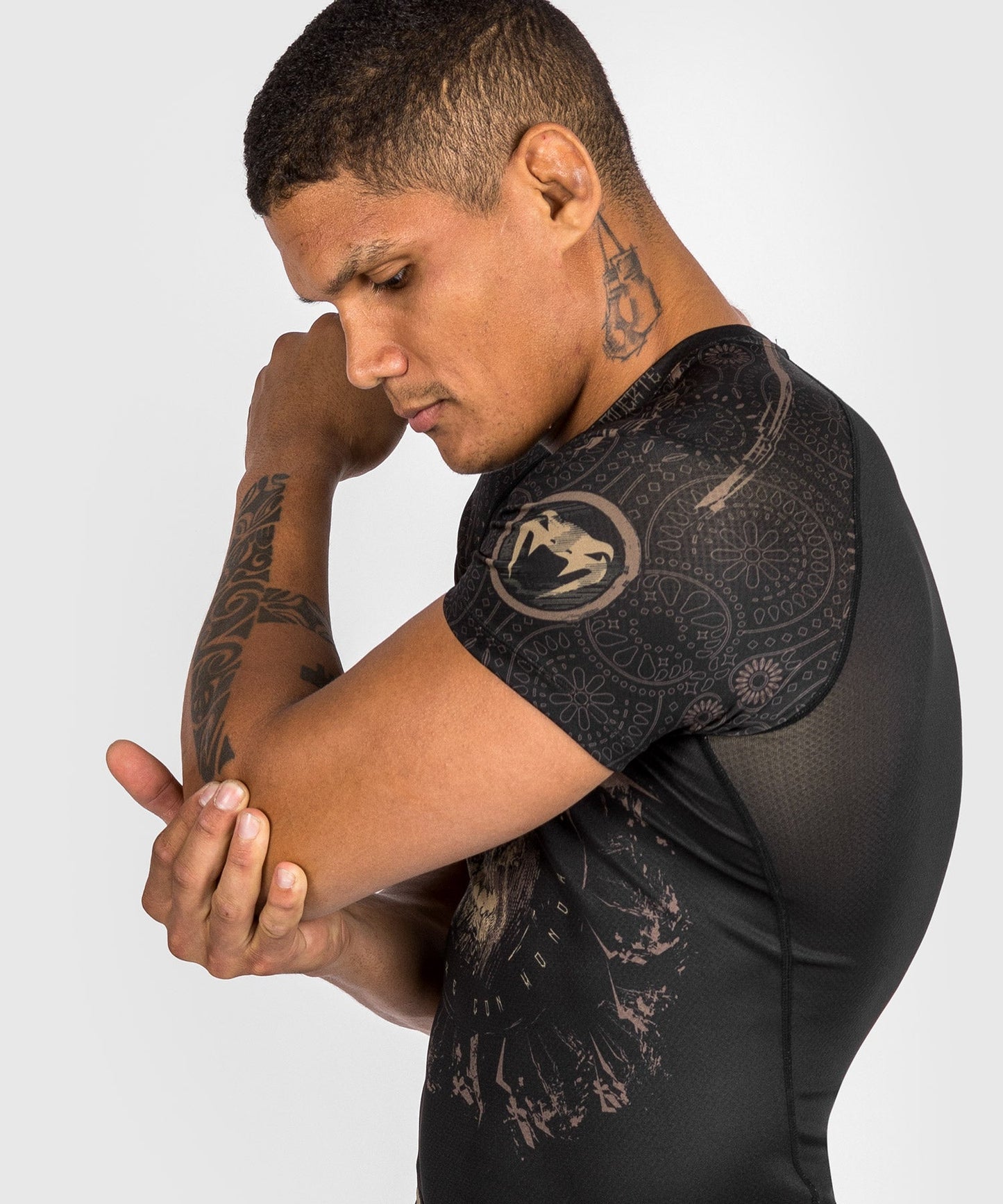Santa Muerte Dark Side Venum Rashguard - short sleeves - Black/Brown