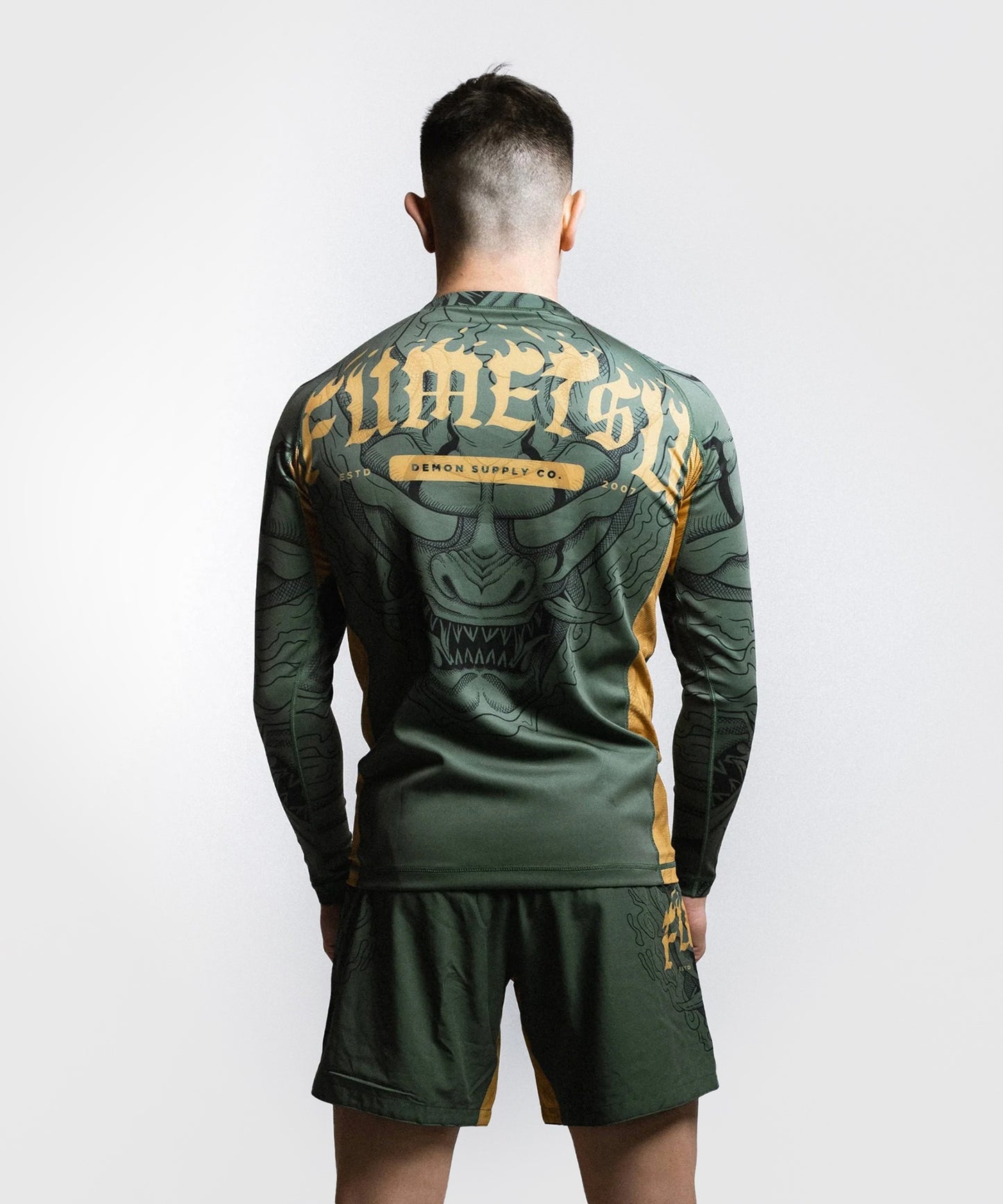 Fumetsu Oni Langarm-Rashguard - Khaki/Gold/Schwarz