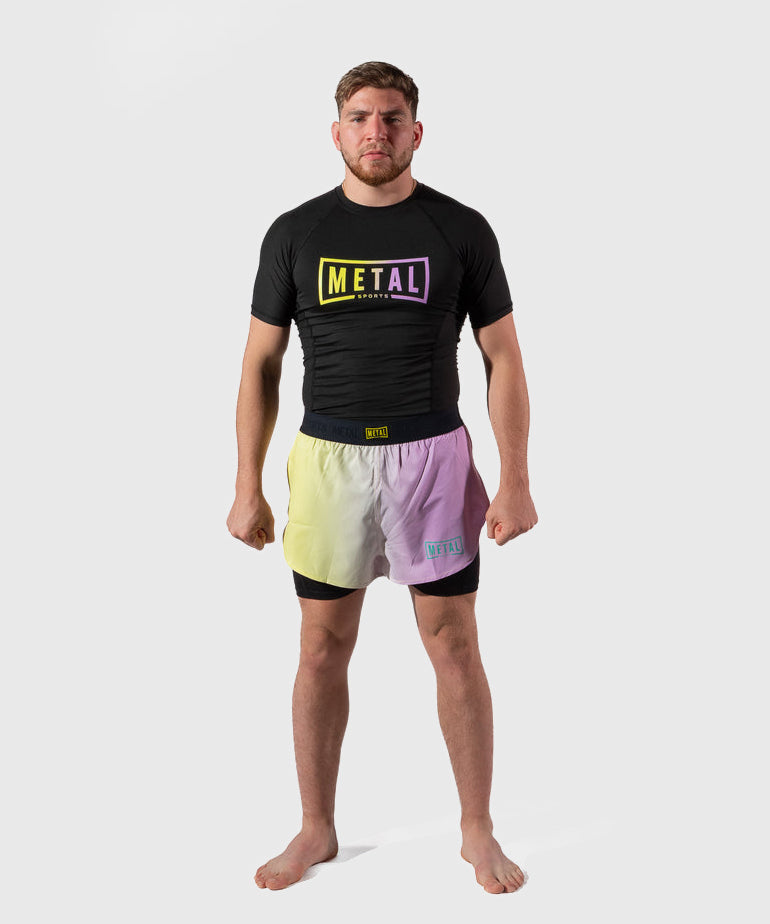 Metal Boxe Post Cutting Treats Pantaloncini da Combattimento 2 in 1 - Viola