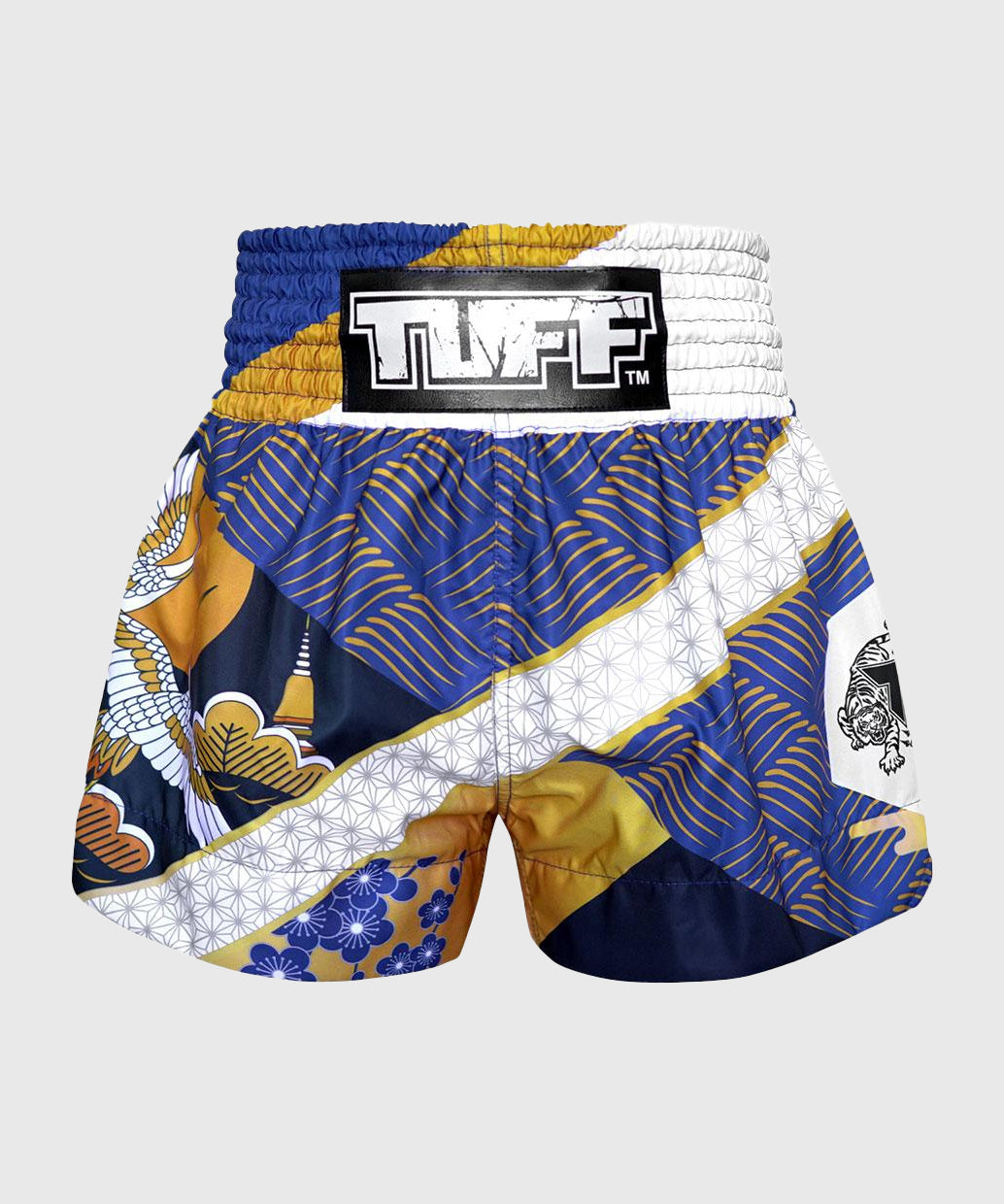 Tuff Majestic Crane Pantaloncini da Muay Thai - Blu/Oro