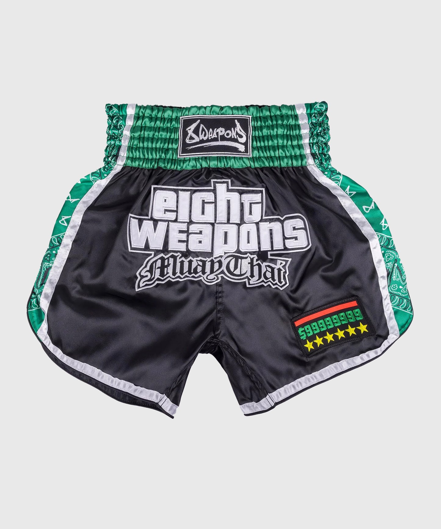 8 Weapons West Coast Pantaloncini da Muay Thai - Nero/Verde