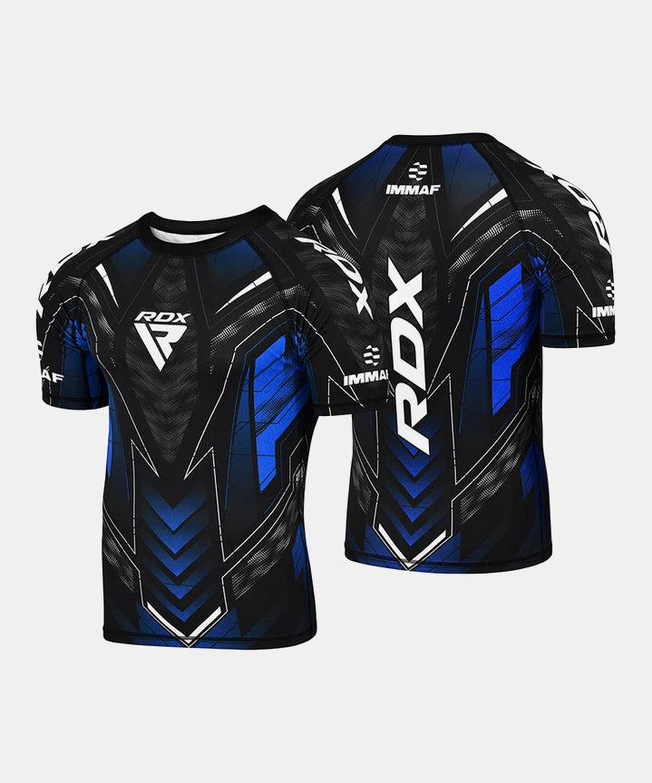 T-shirt de Compression Rdx Approuvé IMMAF - Noir/Bleu