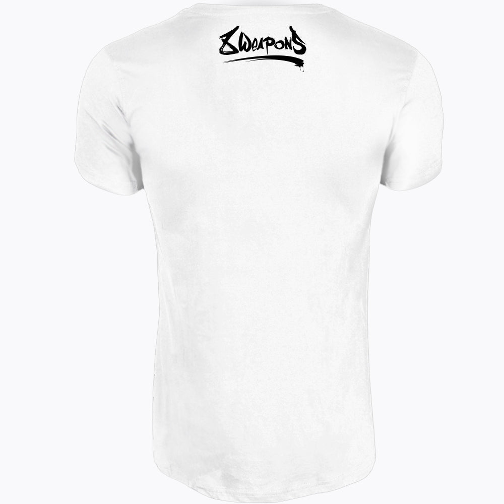 T-shirt Short de Muay Thai 8 Weapons Sak Yant Tigers - Blanc