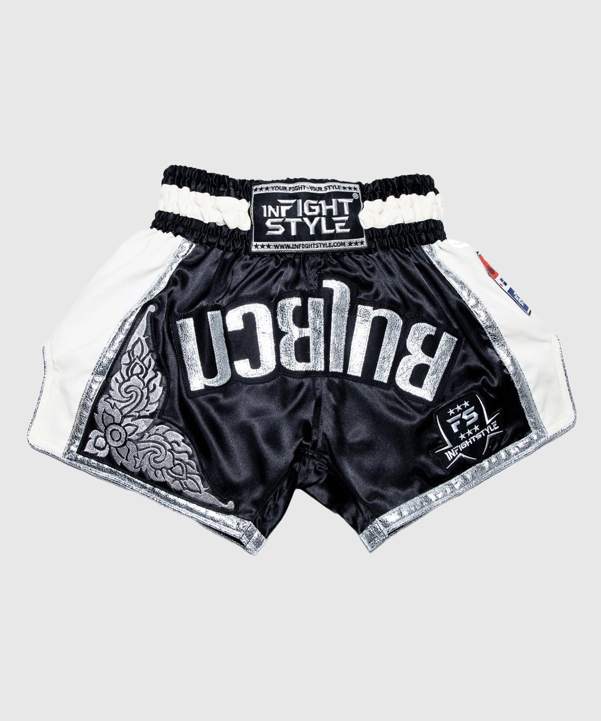 Infightstyle Fs Rt20 Retro Pantaloncini da Muay Thai - Nero/Bianco