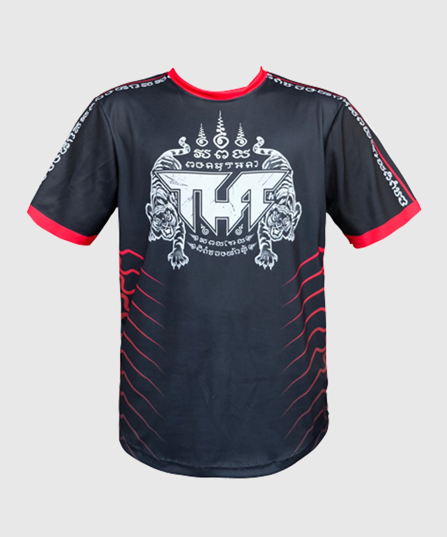 Tuff True Power Twin Tigers Yantra Muay Thai Dry Fit Camiseta - Negro