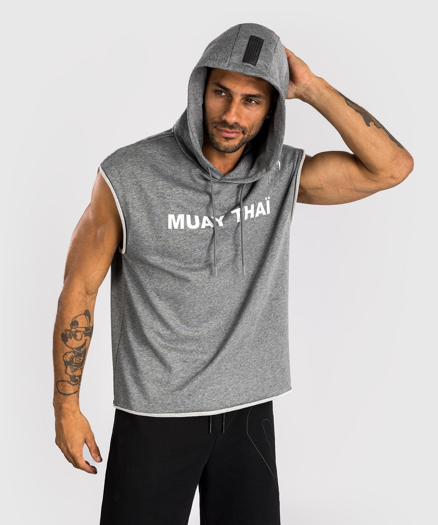 Venum Muay Thai VT Sudadera con Capucha Sin Mangas – Gris Jaspeado