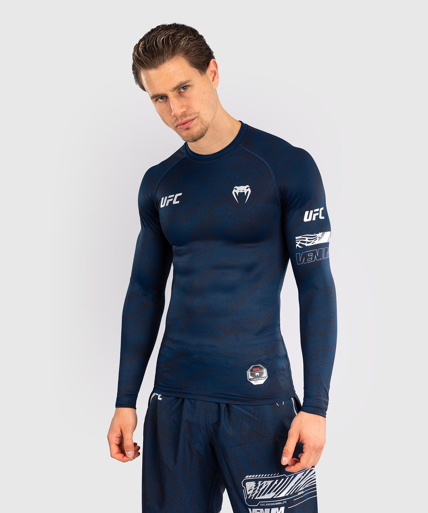 UFC Fusion by Venum Fight Week Rashguard a maniche Longhe Performance - Blu oceanico