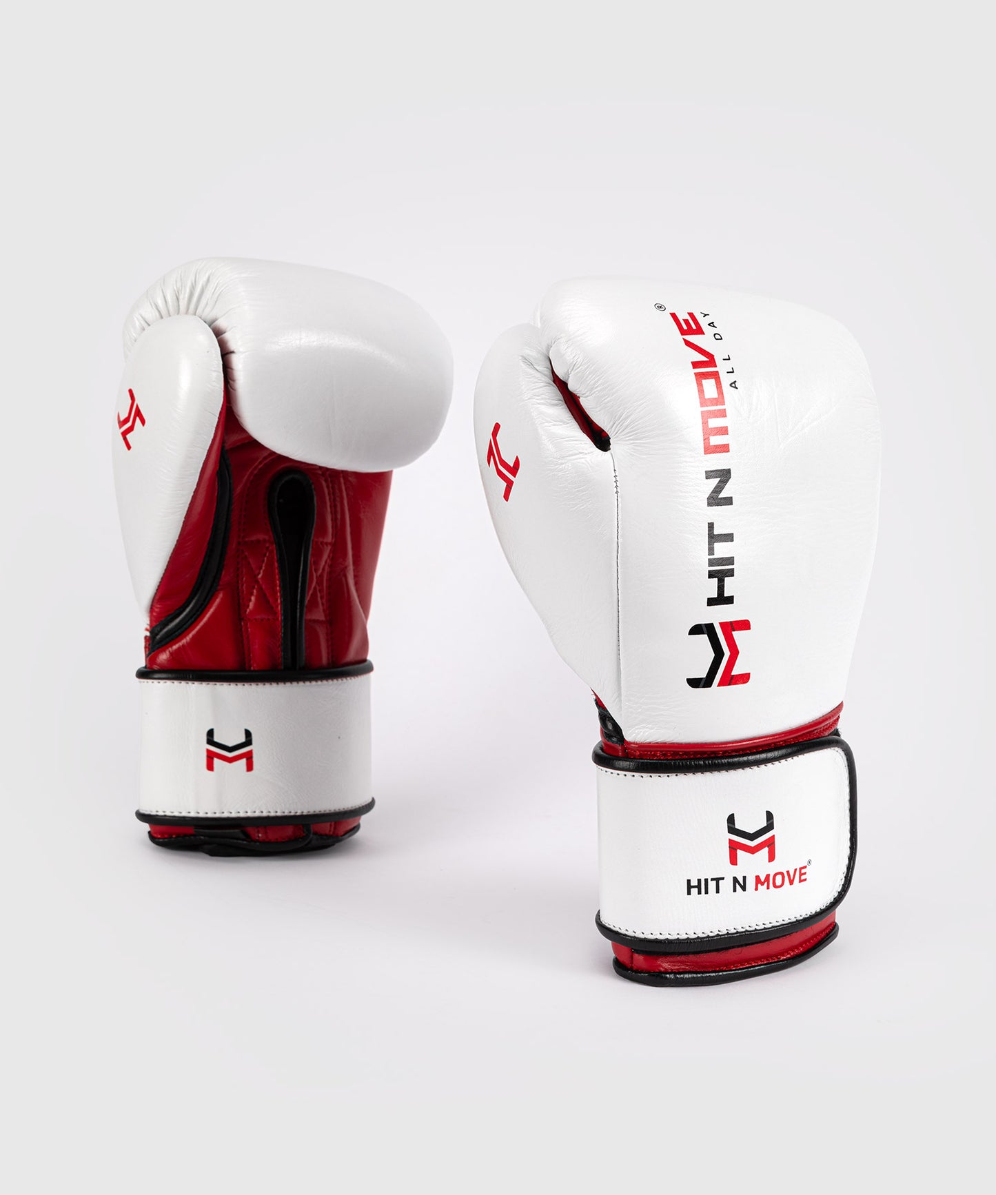 Hit N Move All Day® Pro Agility Guantes de Boxeo - Blanco/Rojo/Negro