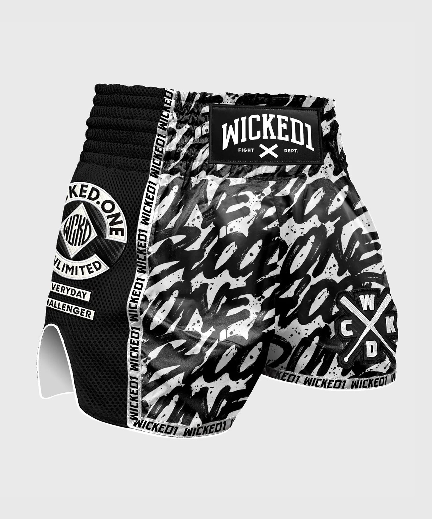 Wicked One Blood Muay Thai Shorts - Black/White