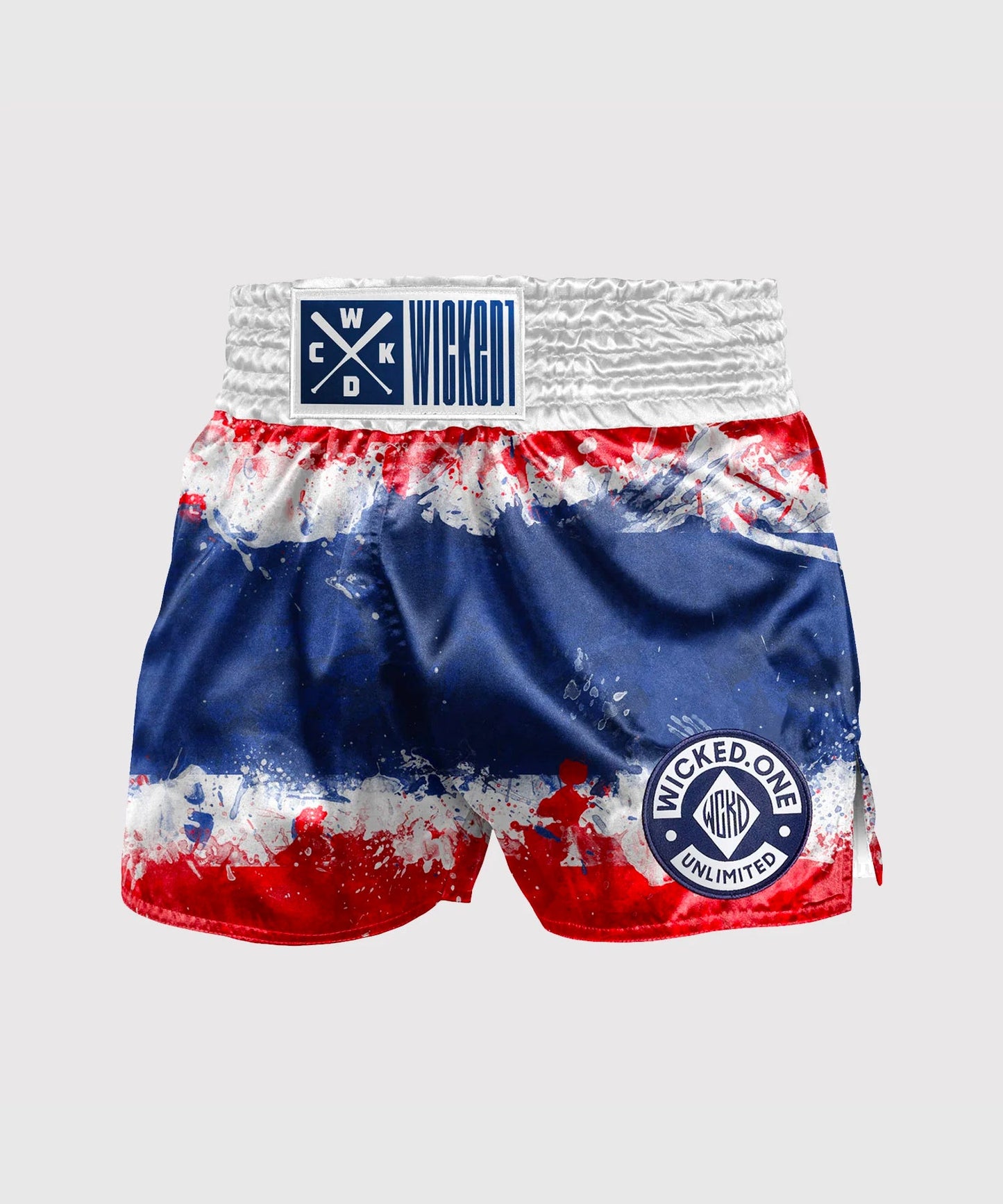 Short De Muay Thai Wicked One Thaï Flag - Blanc/Bleu/Rouge