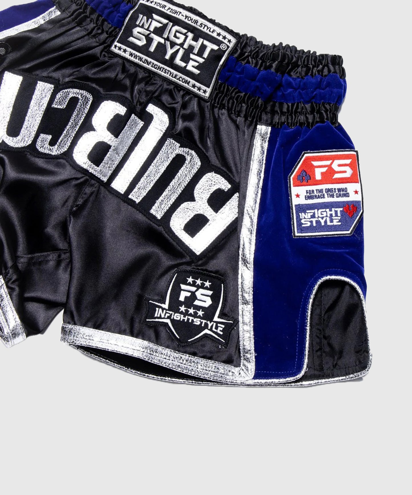 Infightstyle Fs Rt20 Retro Muay Thai Shorts - Black/Blue