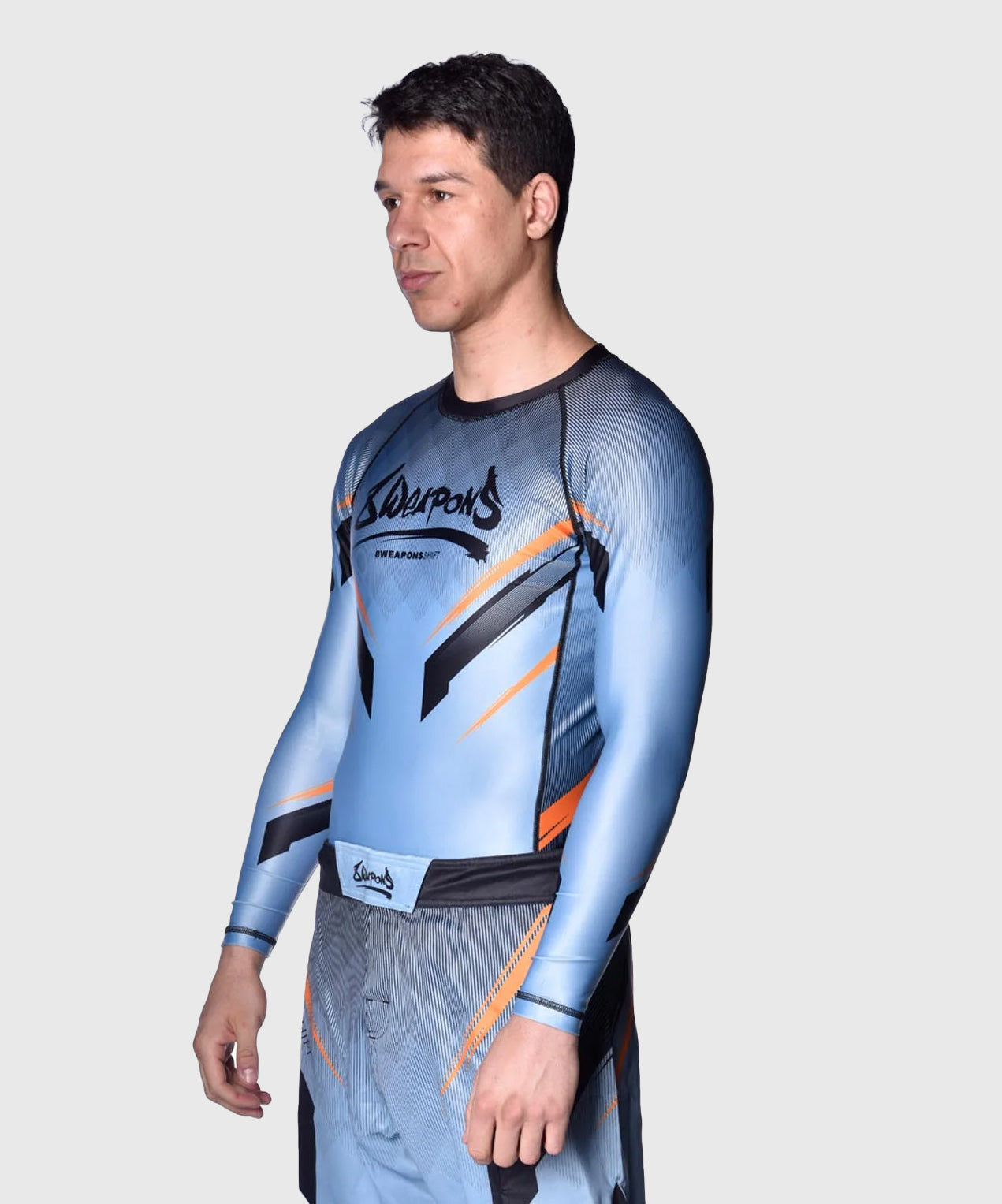8 Weapons Shift Long Sleeve Rashguard - Blue/Black/Orange