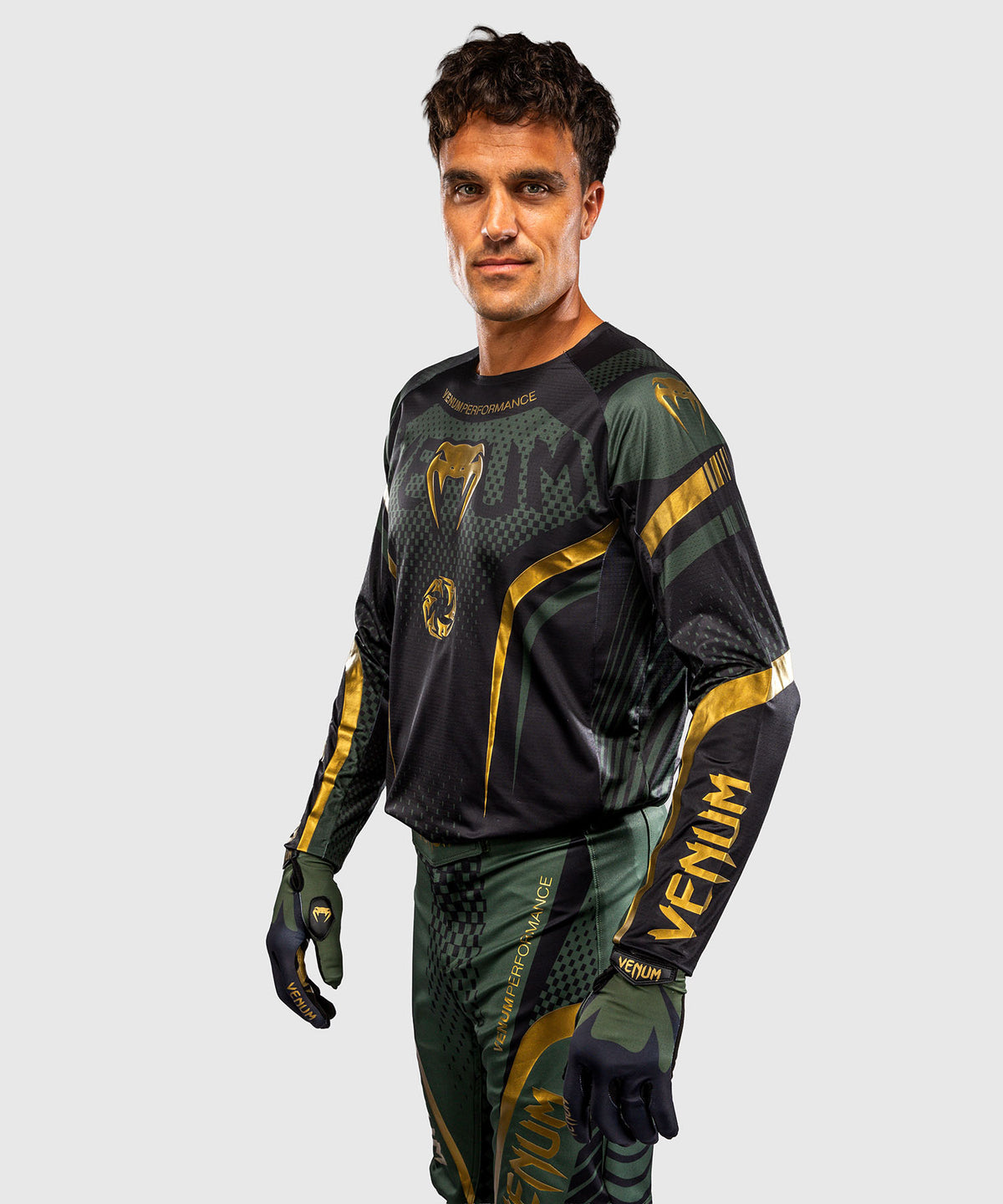 Venum MX Challenger Maglia da Motocross - Nero/Verde/Oro