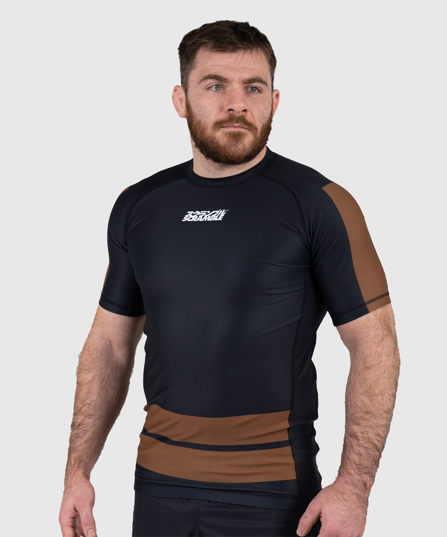 Scramble Ranked Rashguard a Maniche Corte - Marrone