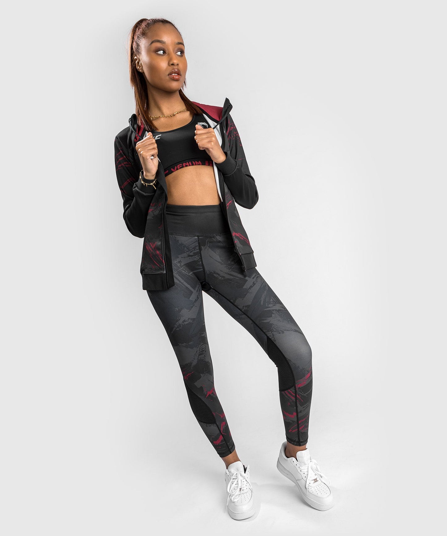 Zipped Sweatshirt UFC Venum Authentic Fight Week 2.0 - For Women - Black/Red