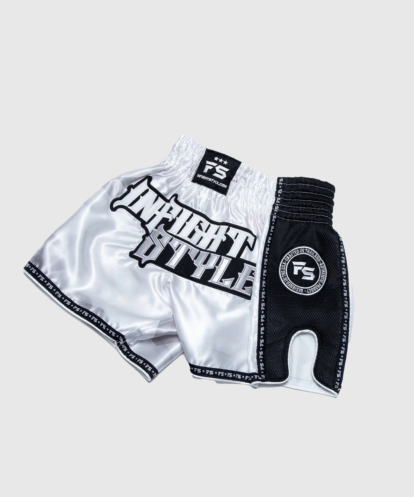 Infightstyle ”Od” Retro Pantalones de Muay Thai - Blanco