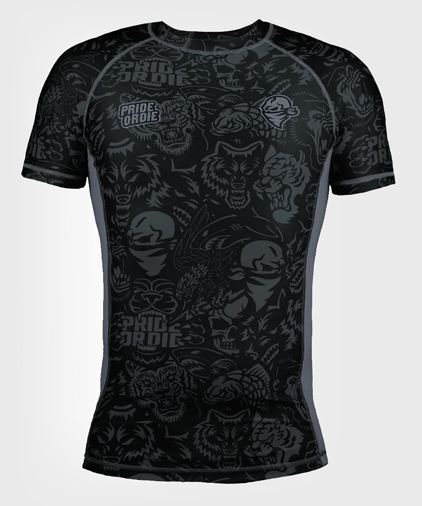 Pride Or Die Shadow Rashguard a Maniche Corte - Nero