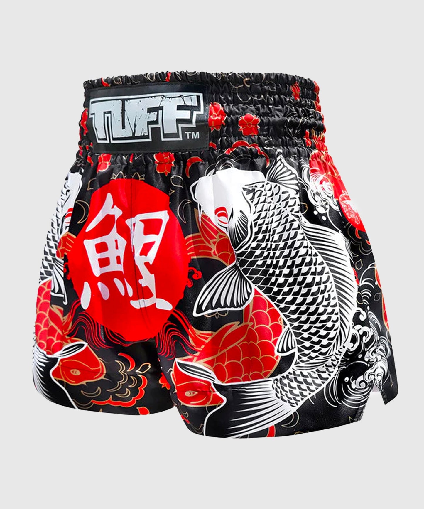 Tuff Japanese Koi Fish Muay Thai Shorts - Schwarz