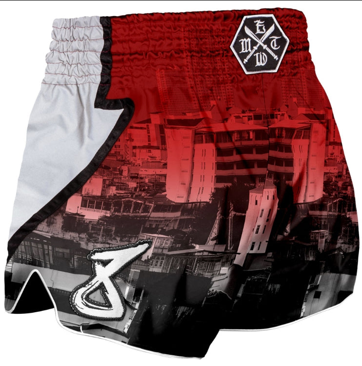 Short de Muay Thai 8 Weapons Lightning Rouge Red City