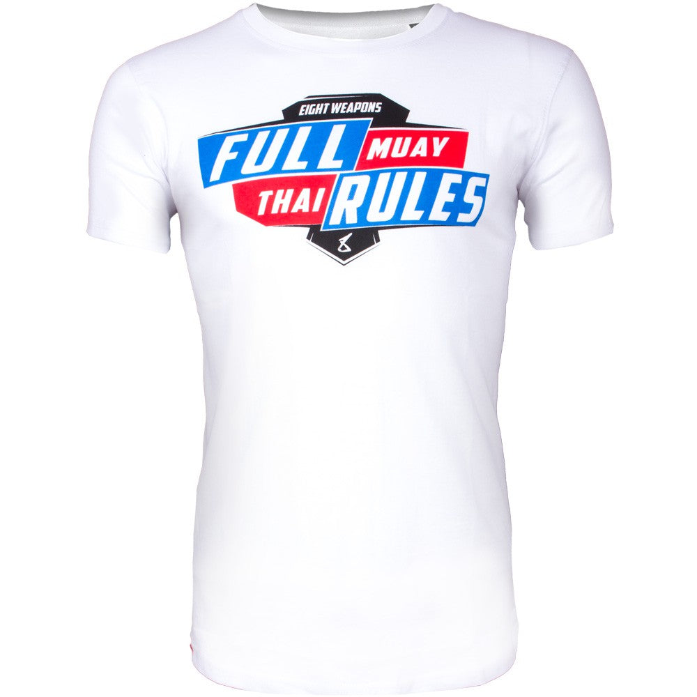 T-shirt Short de Muay Thai 8 Weapons Full Rules - Blanc