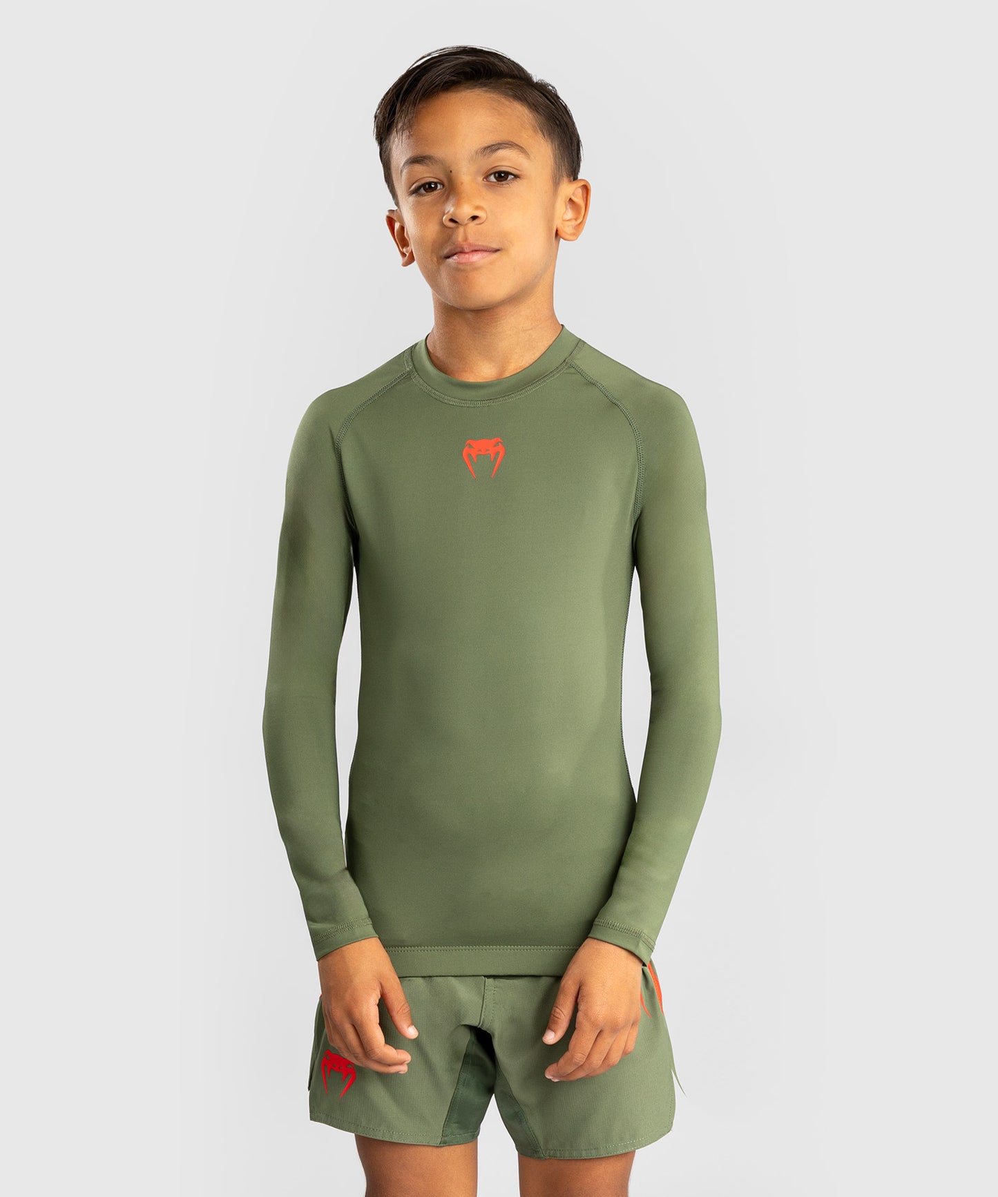 Venum Contender Kinder Rashguards Lange Ärmel - Army Green/Orange