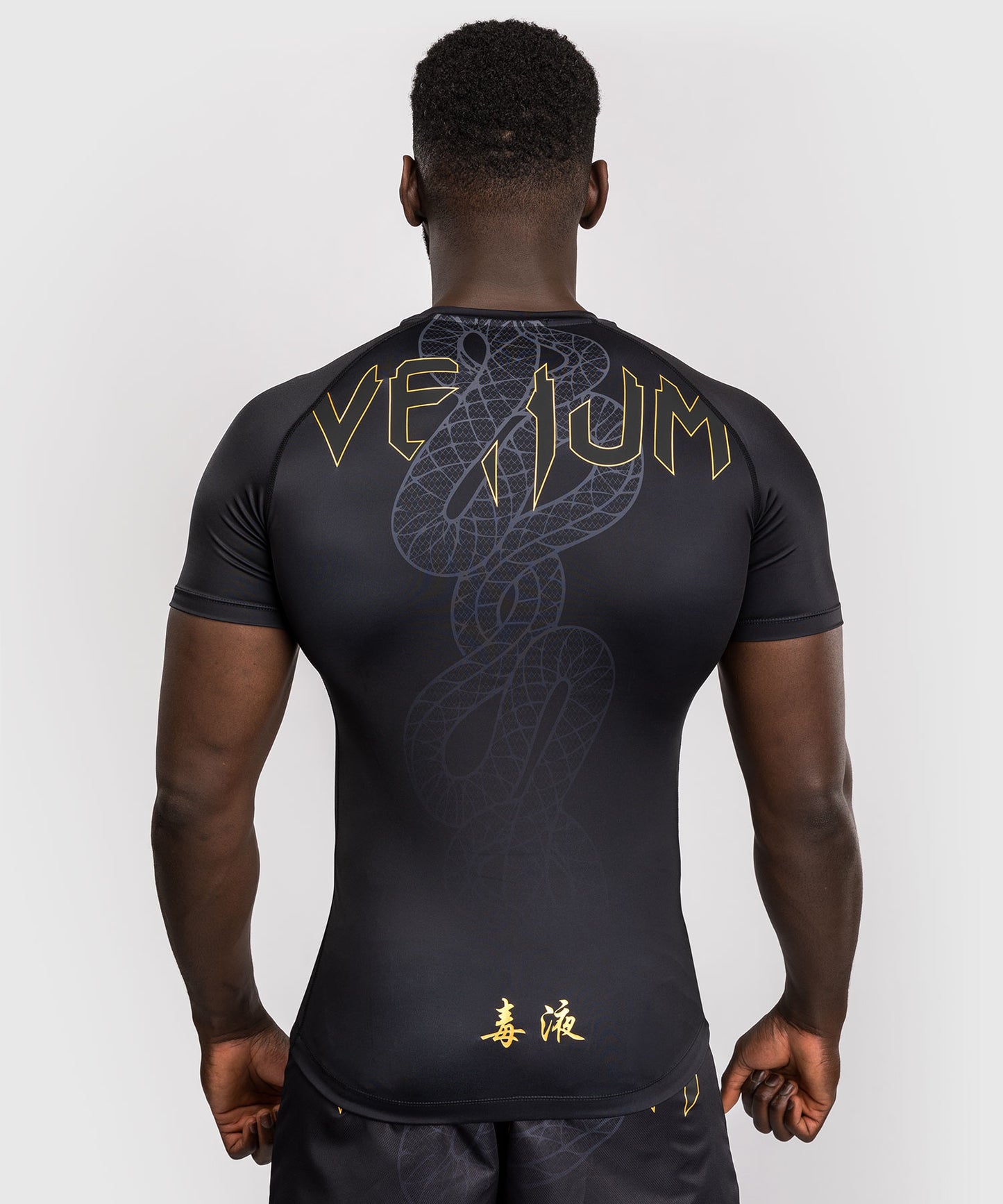 Venum Serpenti Rashguard de Manga Corta – Negro/Plata/Dorado