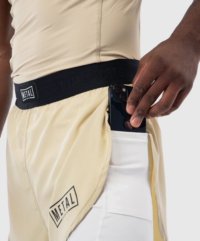 Metal Boxe 2 En 1 Metal Fight Shorts - Beige