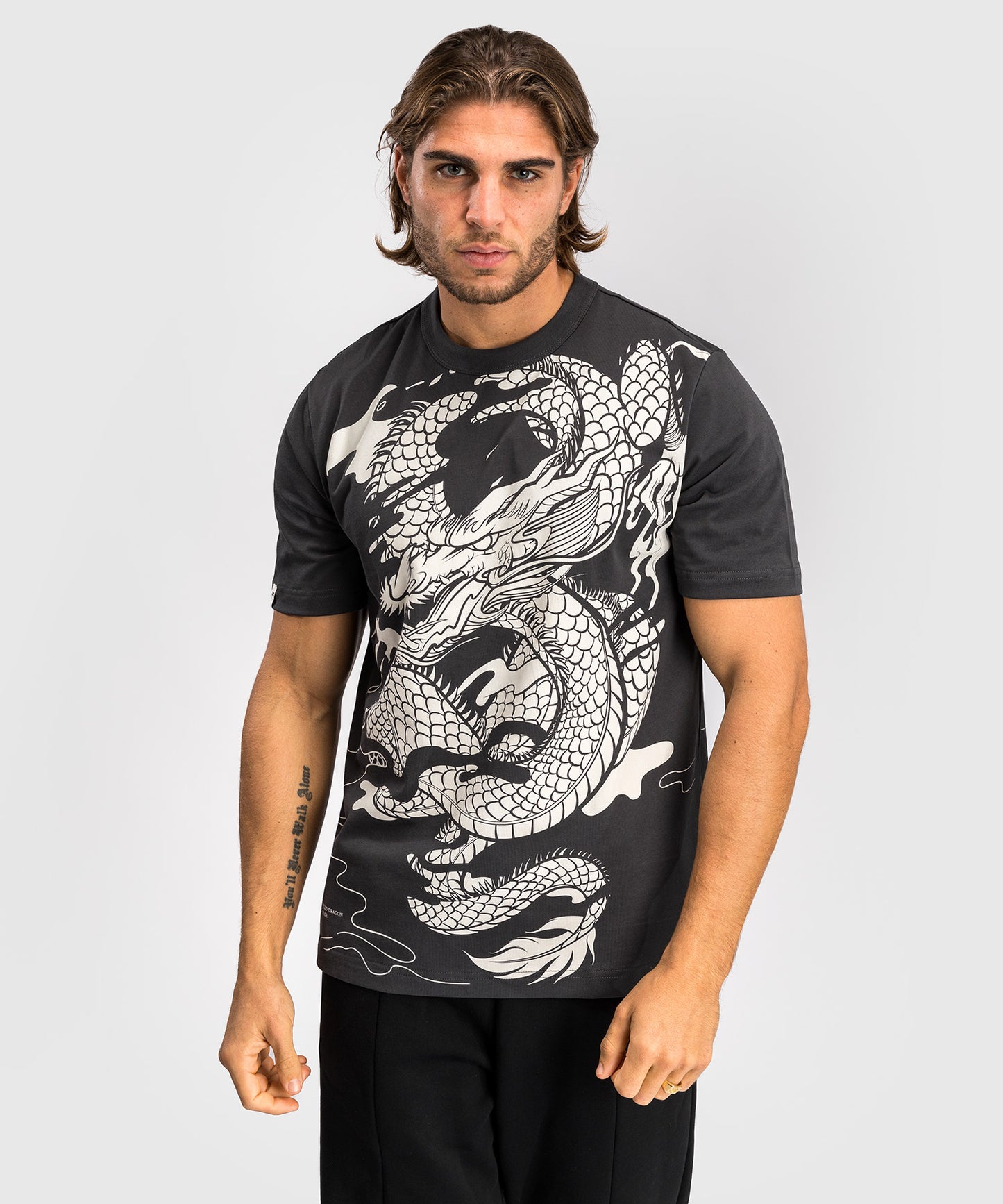 Venum Dragon’s Flight Camiseta para hombre - Gris carbón/Blanco crema