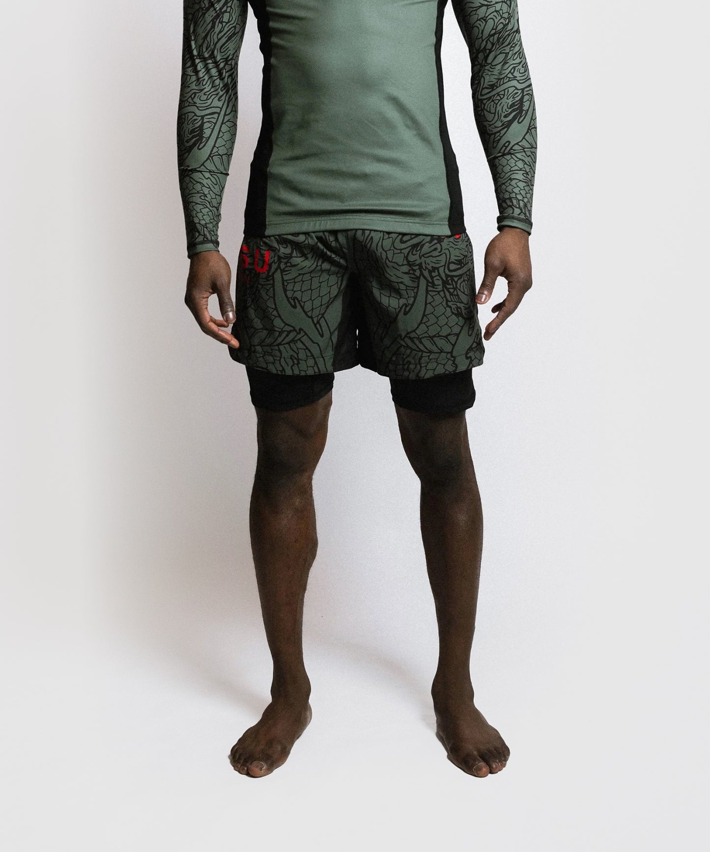 Fumetsu Dual Layer Dragon Slayer Fight Shorts - Khaki/Orange